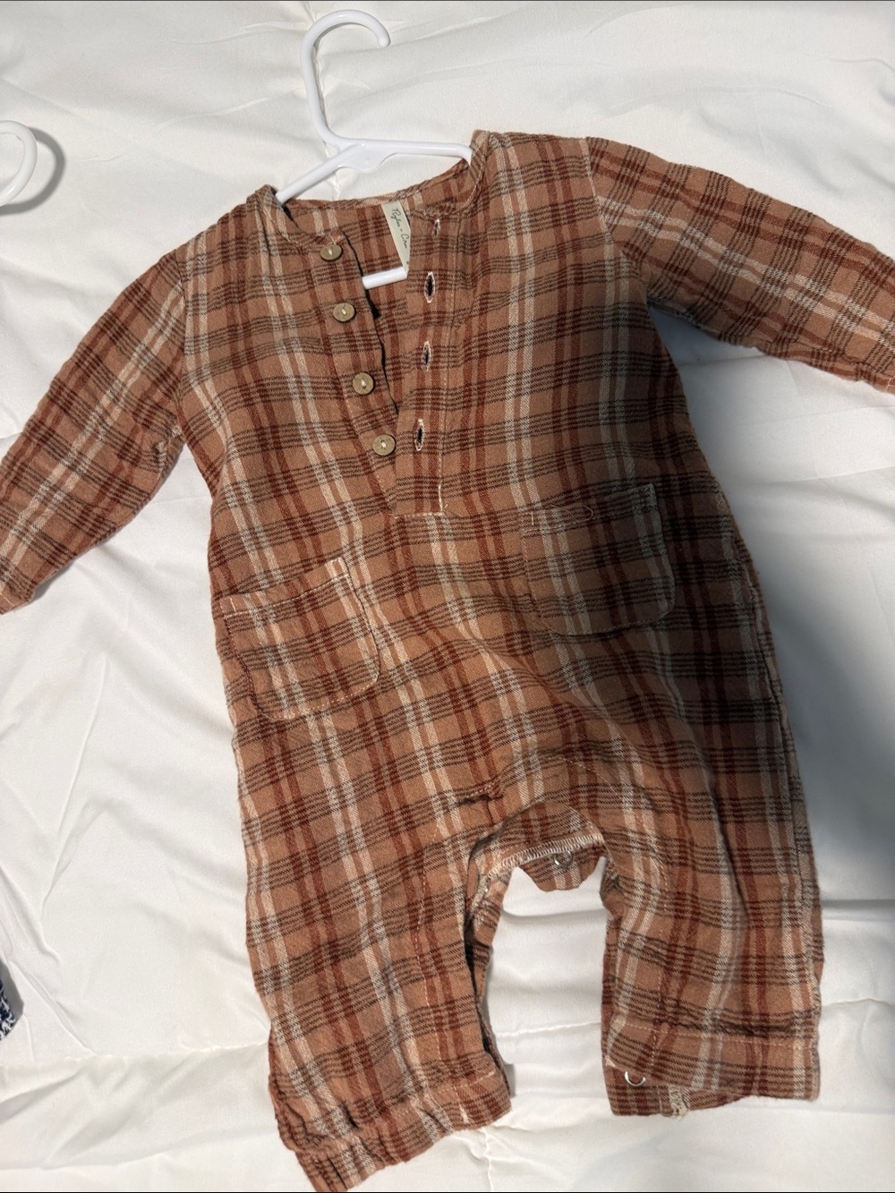 Rylee + Cru Brown Plaid Cotton One-Piece